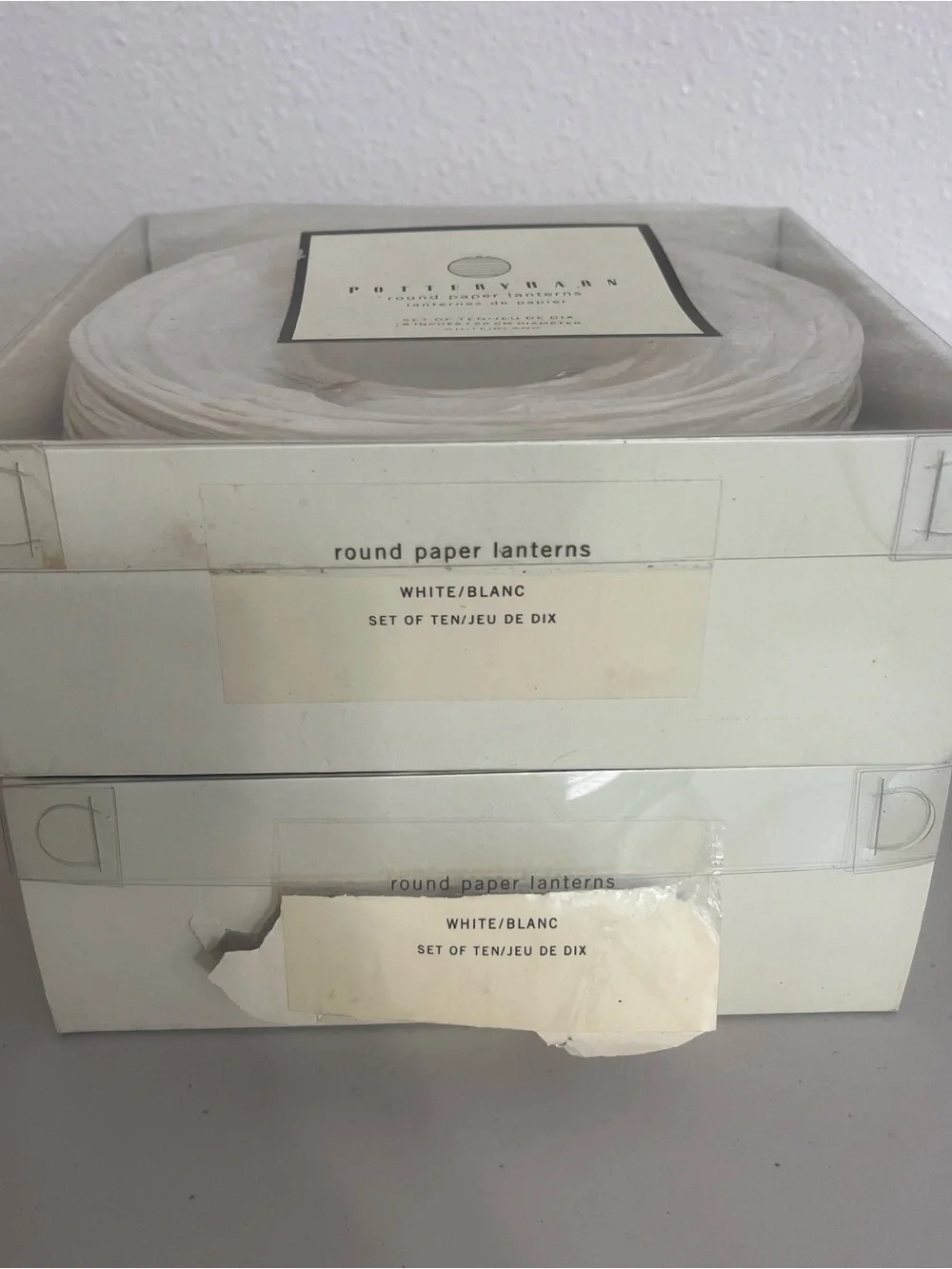 Pottery Barn White Round Paper Lanterns - 2 Boxed Set 10 each